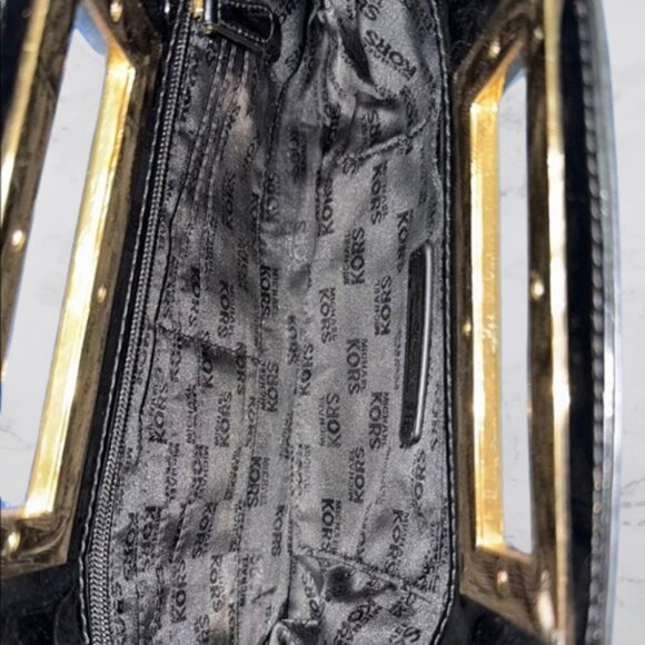 Michael Kors Black Glossy Clutch with Gold Accent - Picture 5 of 10